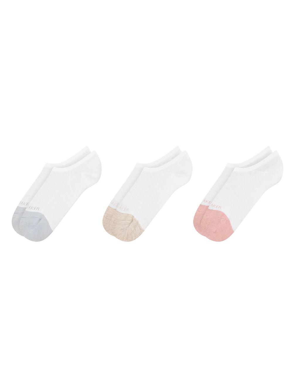 Ted Baker 3 Pack Contrast Toe Liner Trainer Sokken Dames Wit | Belgium  275618-LZX