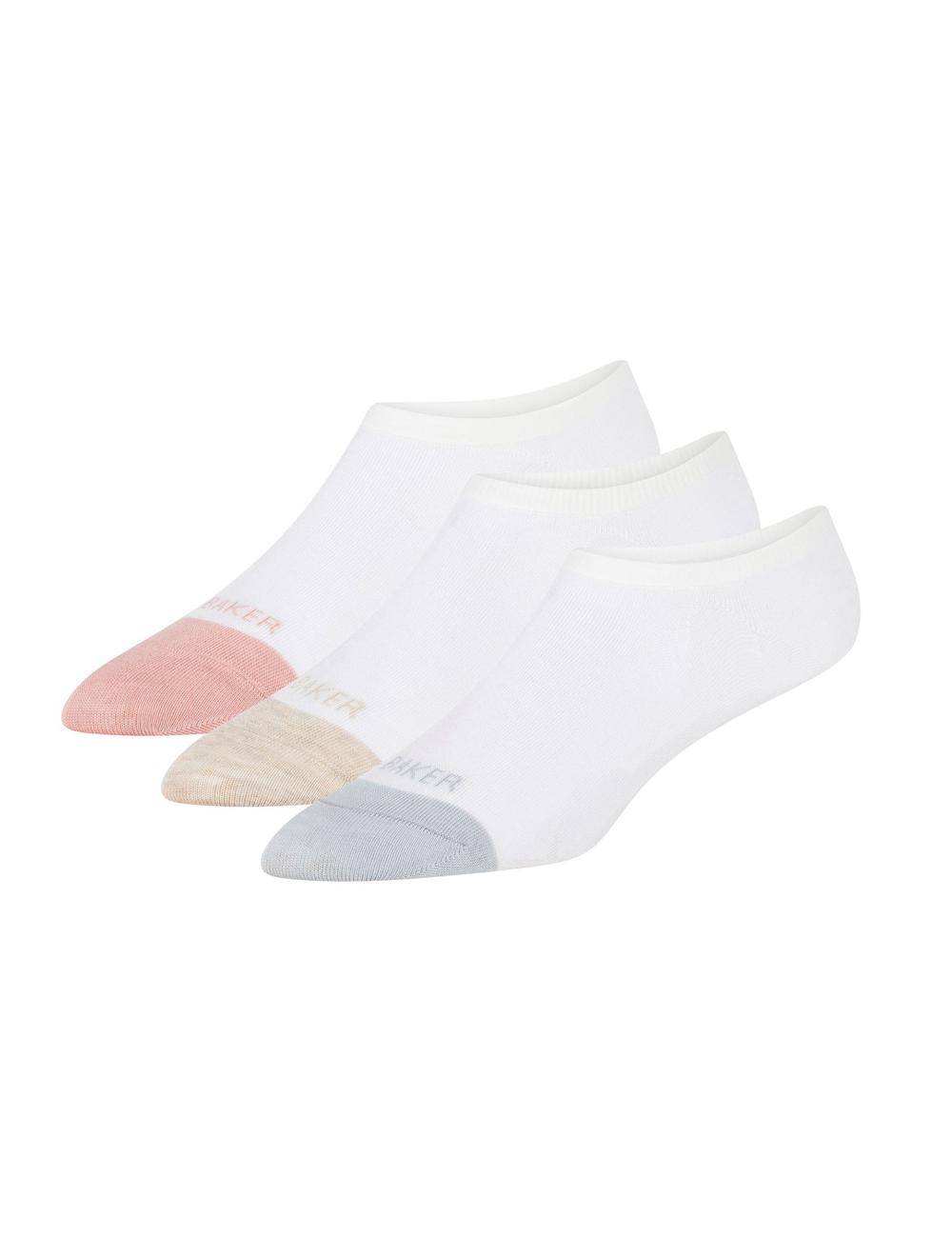 Ted Baker 3 Pack Contrast Toe Liner Trainer Sokken Dames Wit | Belgium  275618-LZX