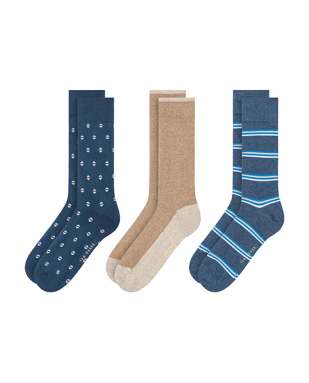 Ted Baker 3 Pack Geometric Stripe Crew Sokken Heren Grijs | Belgium  738651-WAR