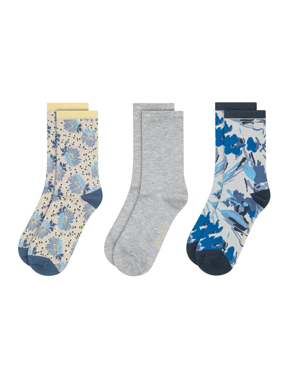 Ted Baker 3 Pack Mixed Floral Rayon Crew Sokken Dames Blauw | Belgium  350176-BMI