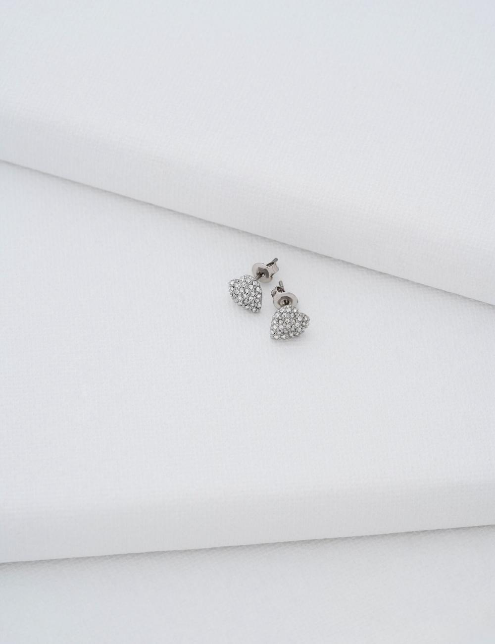 Ted Baker ADORAA - Crystal Heart Stud Oorbellen Dames Zilver | Belgium  136087-COQ