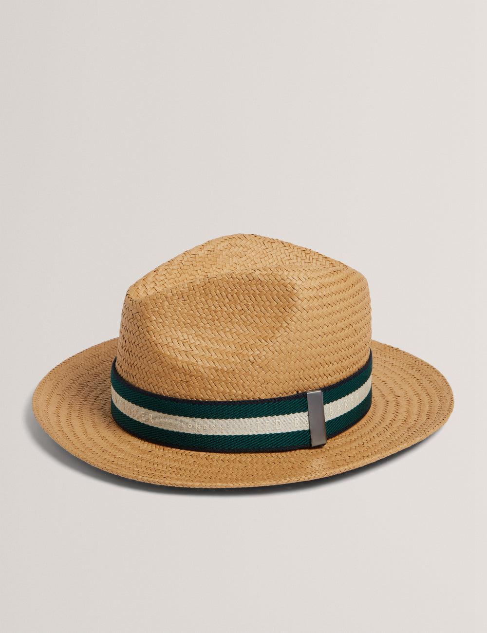 Ted Baker ADRIENS - Straw Panama Webbing Detail Beach Hoeden Heren Natural | Belgium  692753-JYM