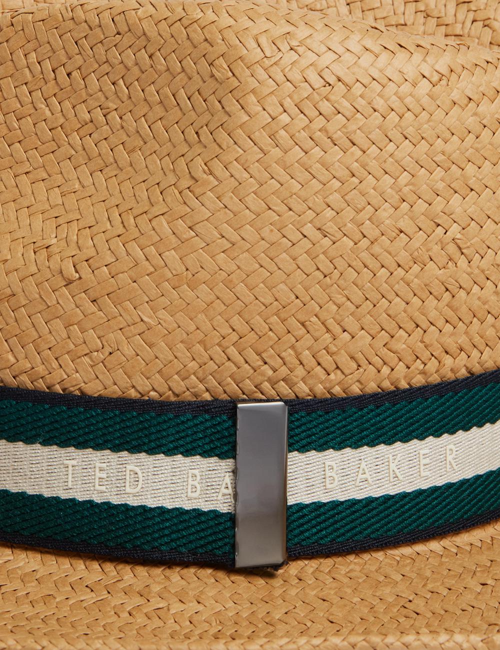 Ted Baker ADRIENS - Straw Panama Webbing Detail Beach Hoeden Heren Natural | Belgium  692753-JYM