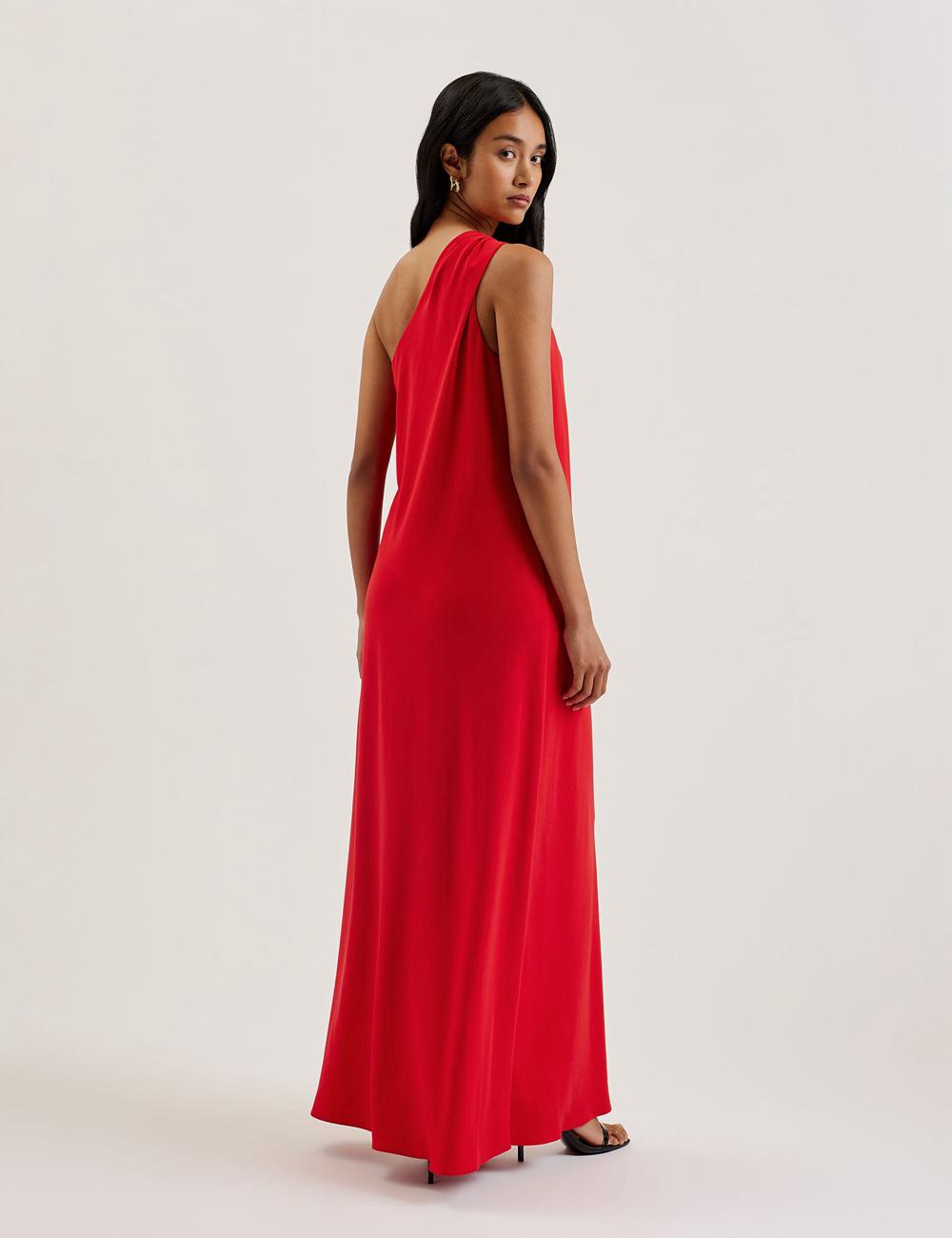 Ted Baker AISLI - One Shoulder Woven Maxi Jurk Dames Rood | Belgium  658102-IUF