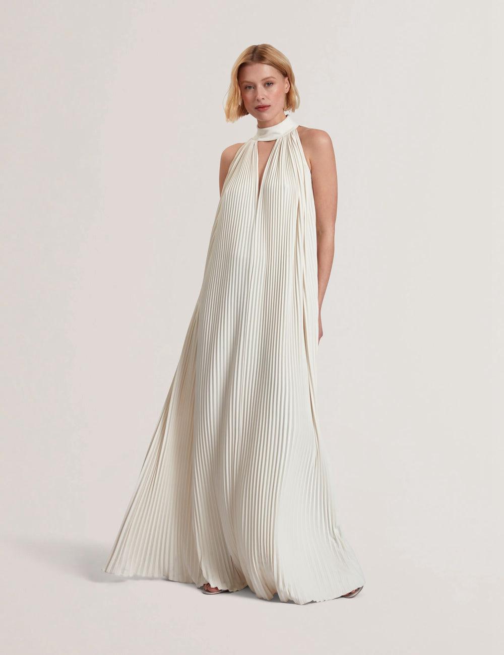 Ted Baker AKALA - Halter Neck Keyhole Detail Pleated Maxi Jurk Dames Koraal | Belgium  407386-ASF
