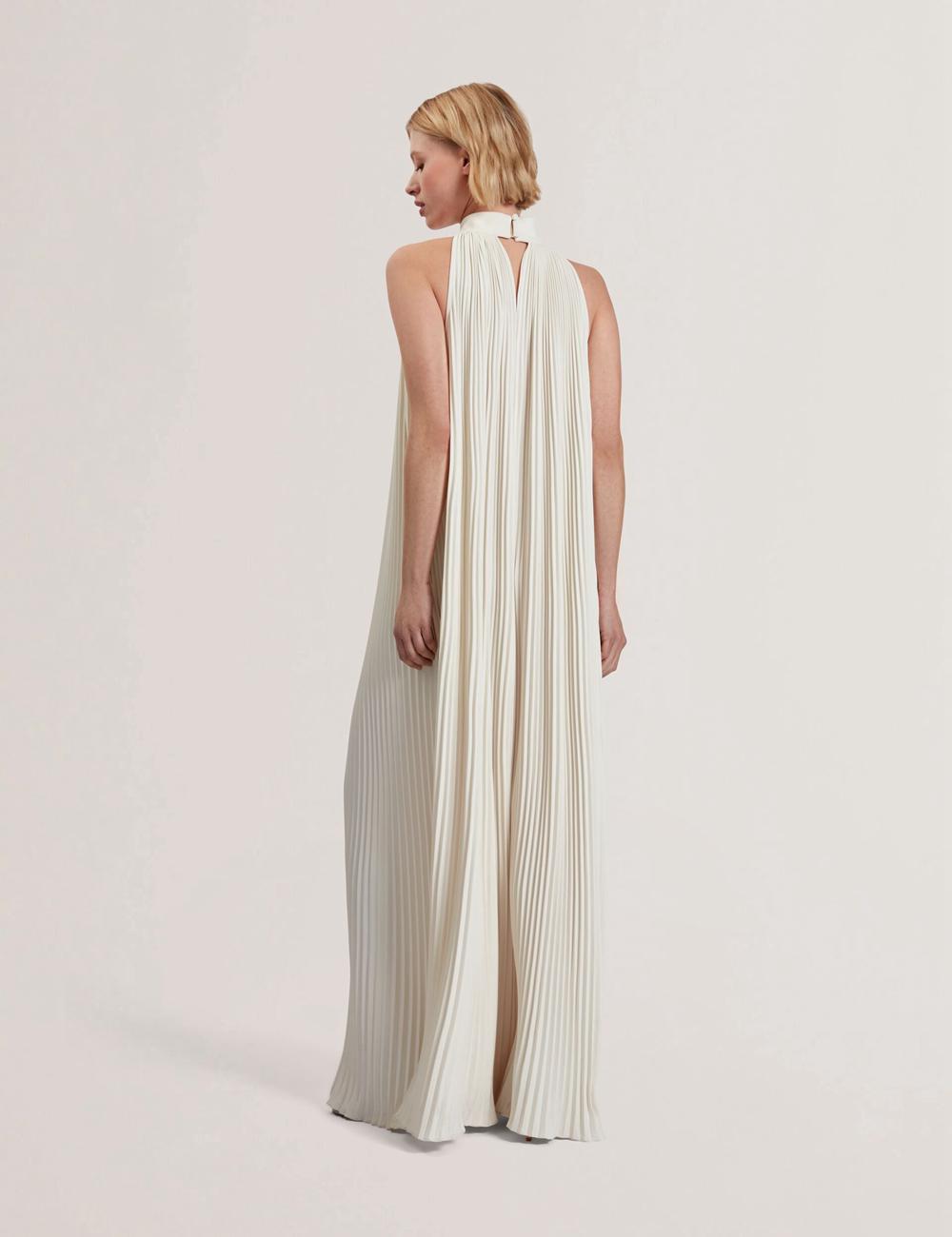 Ted Baker AKALA - Halter Neck Keyhole Detail Pleated Maxi Jurk Dames Koraal | Belgium  407386-ASF