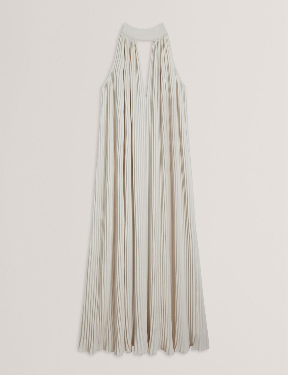 Ted Baker AKALA - Halter Neck Keyhole Detail Pleated Maxi Jurk Dames Koraal | Belgium  407386-ASF
