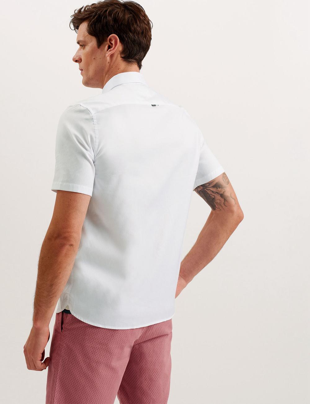 Ted Baker ALDGTE - Short Sleeve Cotton Oxford Overhemd Heren Wit | Belgium  530246-TEA