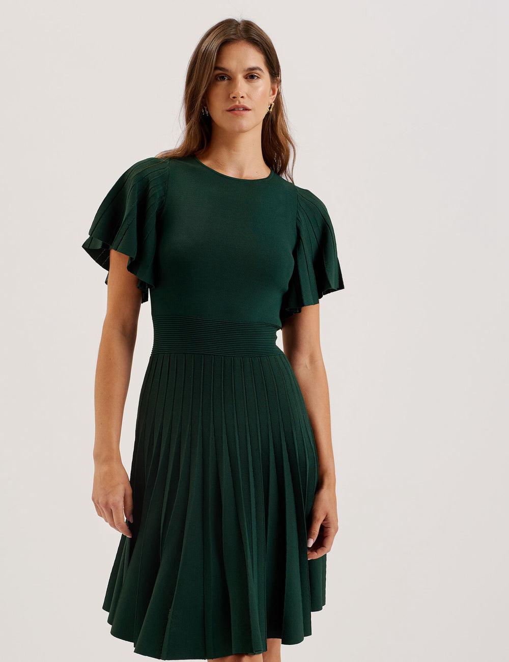 Ted Baker ALENHA - Knitted Angel Sleeve Mini-jurk Dames Groen | Belgium  638742-EPH