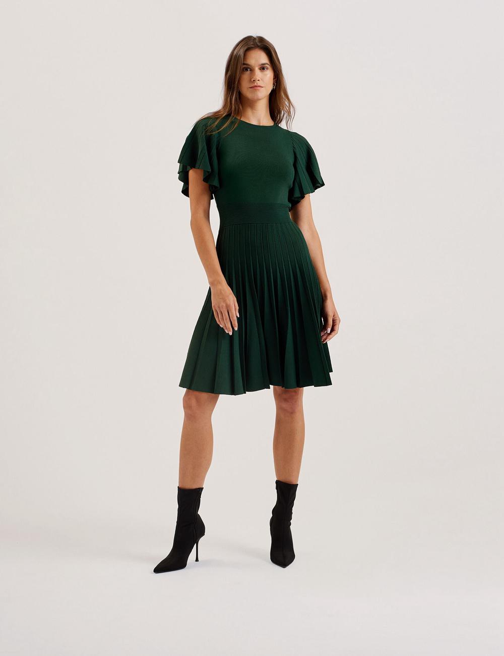 Ted Baker ALENHA - Knitted Angel Sleeve Mini-jurk Dames Groen | Belgium  638742-EPH