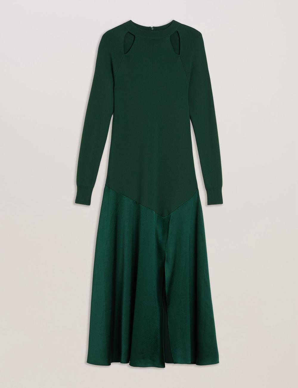Ted Baker ALFEIOS - Long Sleeve Satin Skirt Midi-jurk Dames Groen | Belgium  280957-ZEP