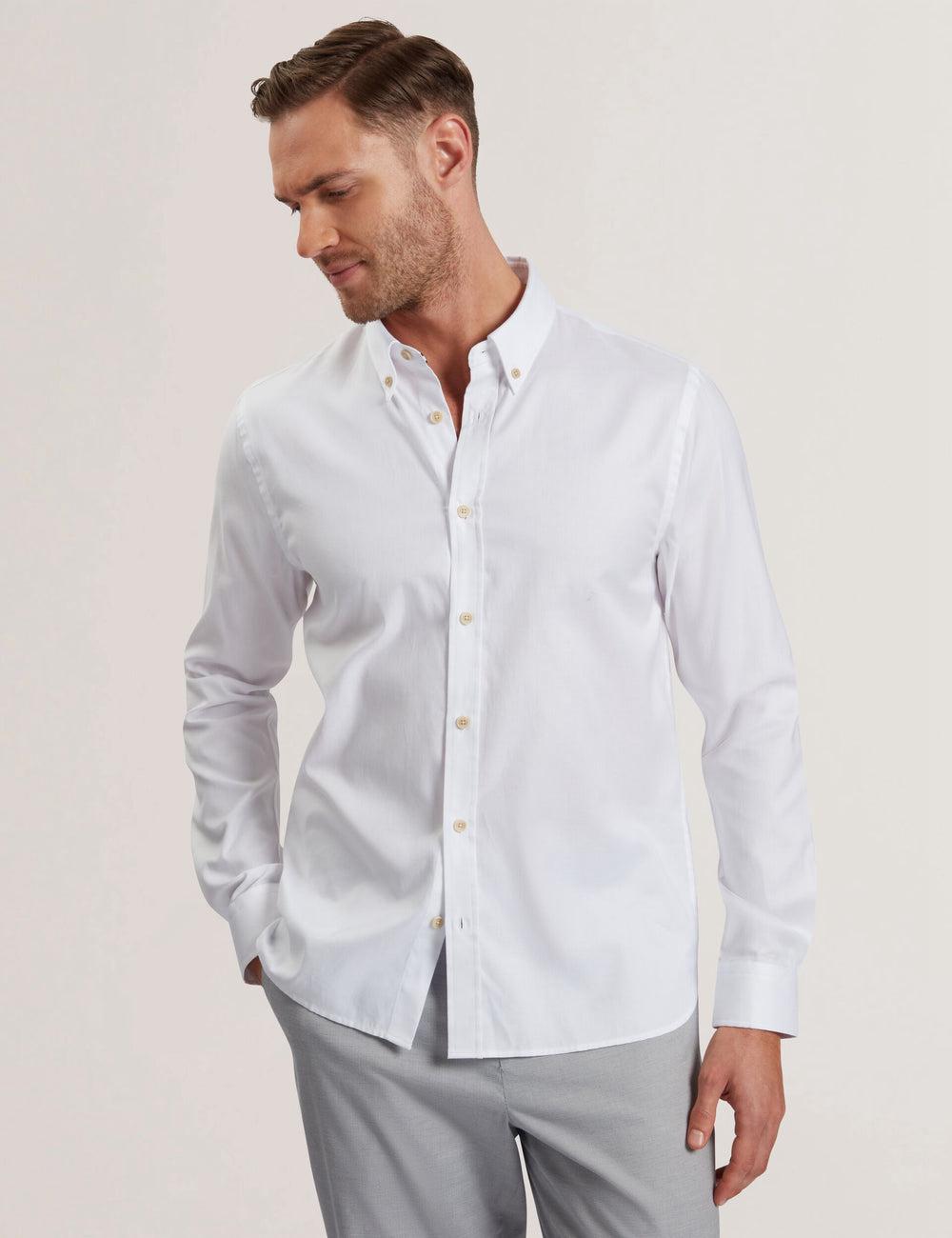 Ted Baker ALLARDO - Regular Fit Cotton Oxford Overhemd Heren Wit | Belgium  591682-TZF