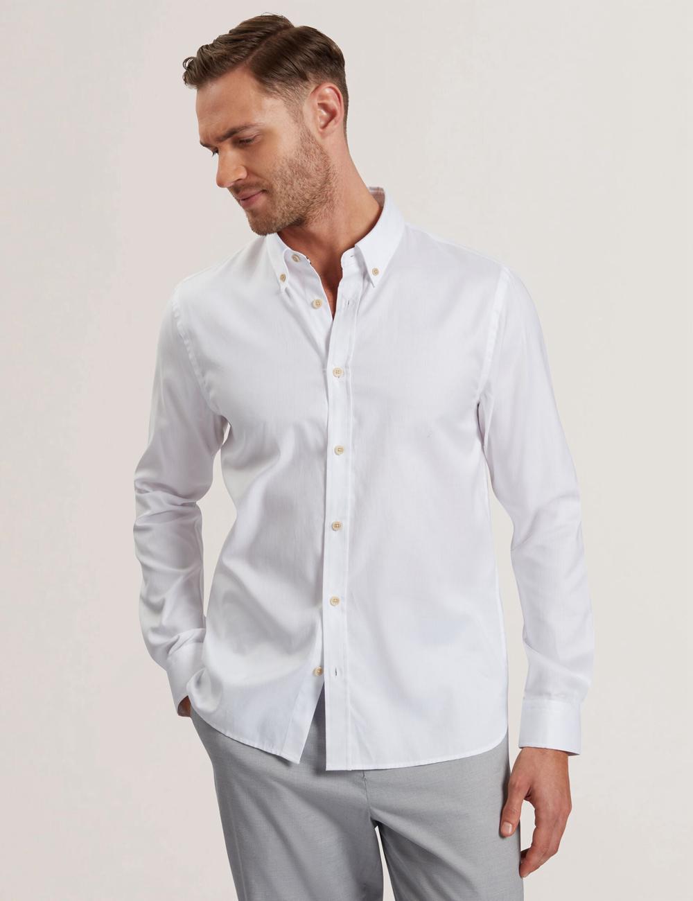 Ted Baker ALLARDO - Regular Fit Cotton Oxford Overhemd Heren Wit | Belgium  591682-TZF