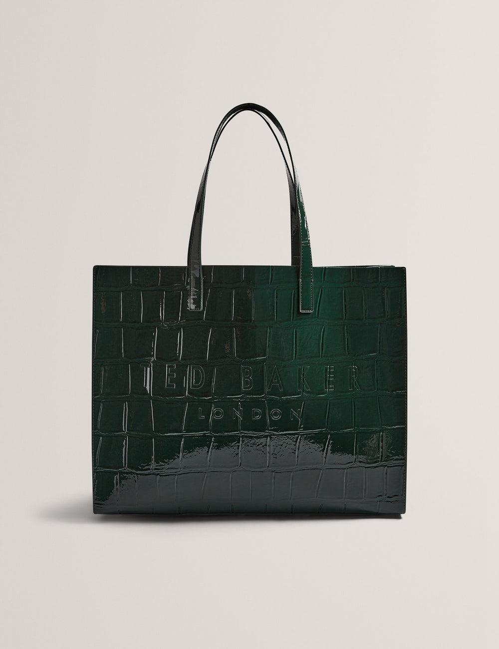 Ted Baker ALLICON - Patent Croc Effect Wide Tote Tassen Dames Groen | Belgium  758610-WXJ