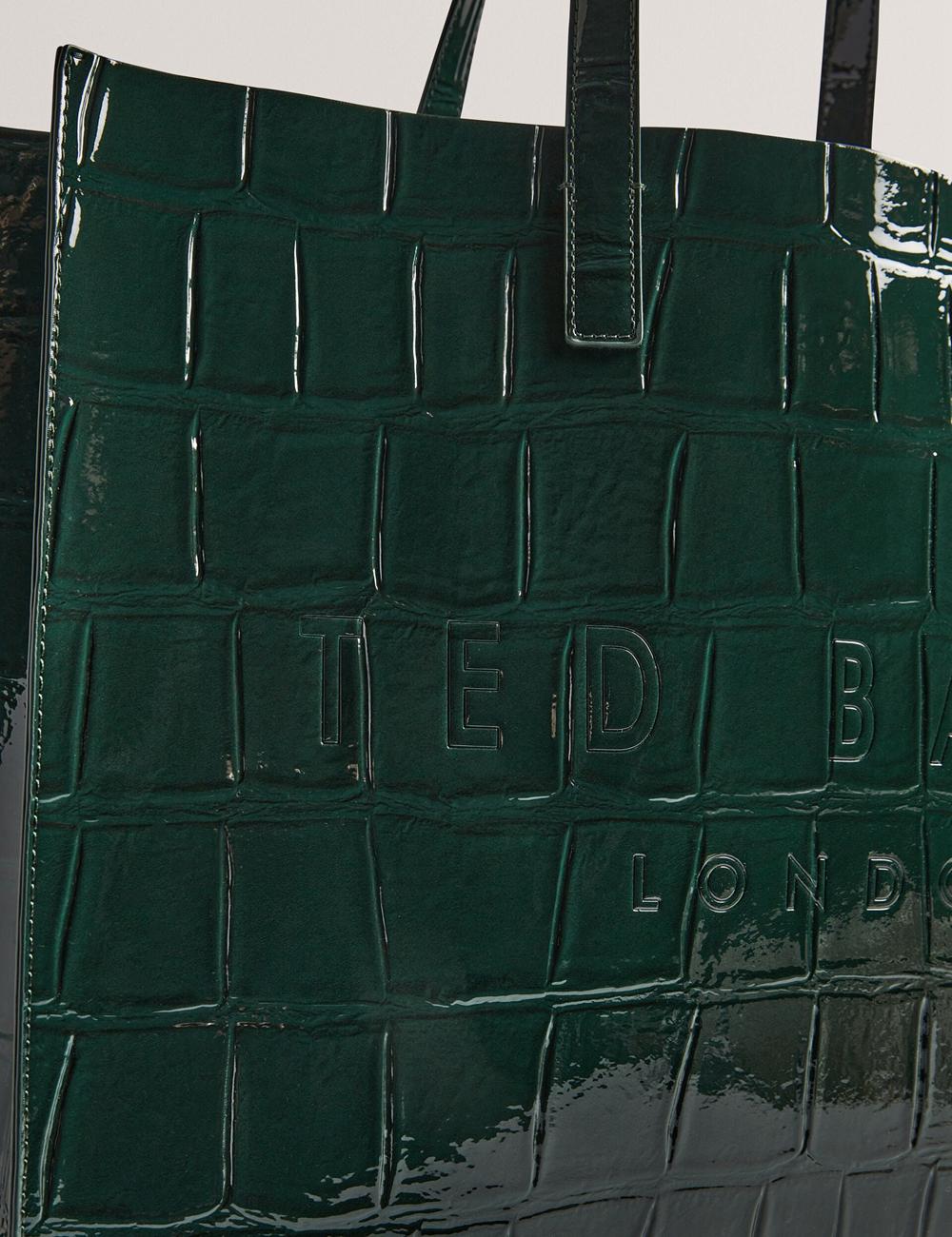 Ted Baker ALLICON - Patent Croc Effect Wide Tote Tassen Dames Groen | Belgium  758610-WXJ