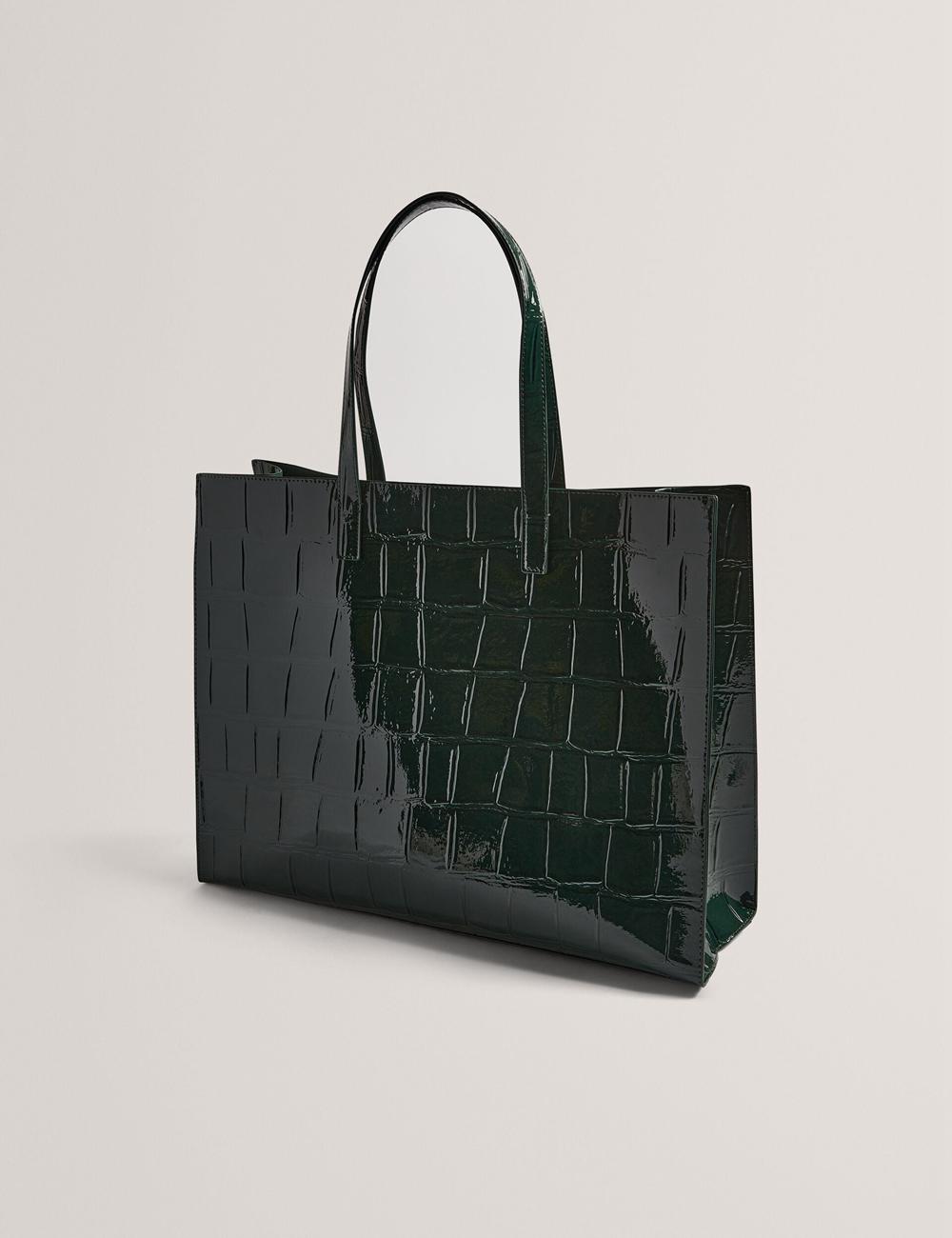 Ted Baker ALLICON - Patent Croc Effect Wide Tote Tassen Dames Groen | Belgium  758610-WXJ