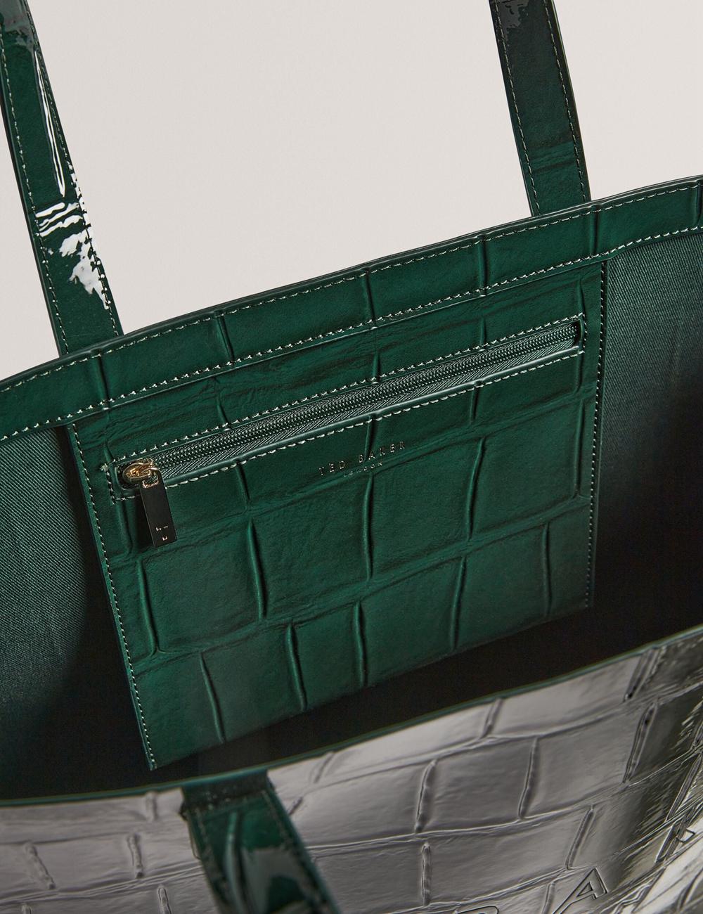 Ted Baker ALLICON - Patent Croc Effect Wide Tote Tassen Dames Groen | Belgium  758610-WXJ