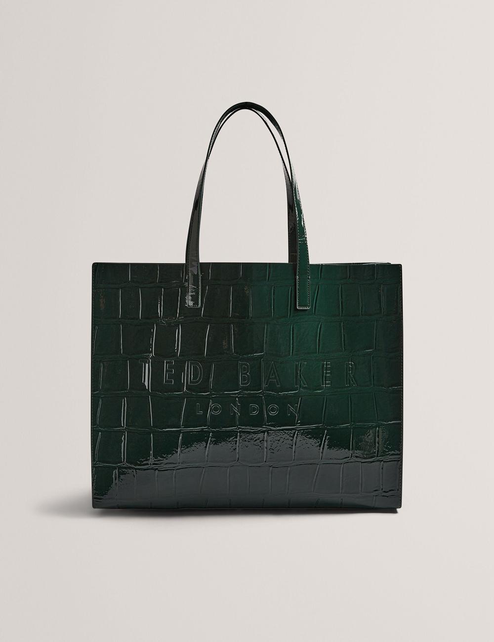 Ted Baker ALLICON - Patent Croc Effect Wide Tote Tassen Dames Groen | Belgium  758610-WXJ