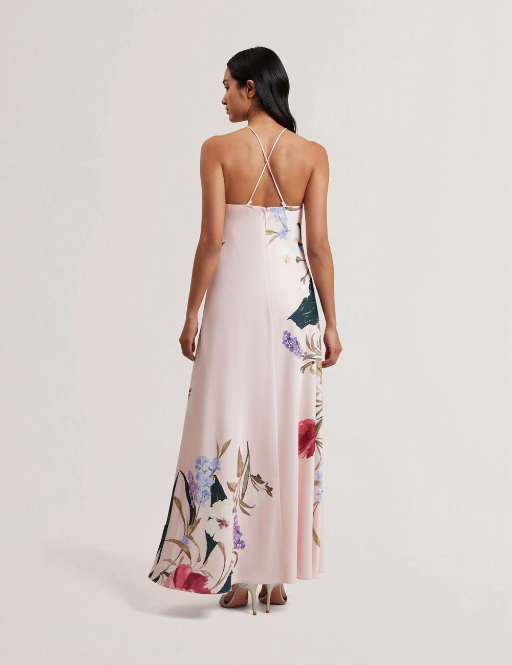Ted Baker ALMARIA - Floral Halter Neck Woven Maxi Jurk Dames Roze | Belgium  107853-ZAB