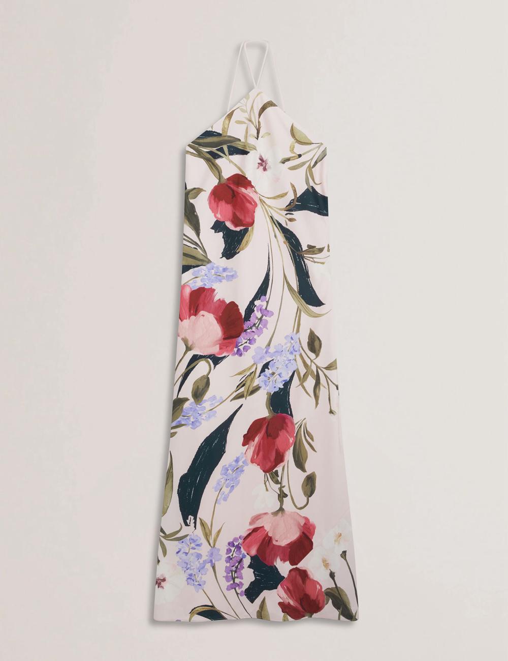 Ted Baker ALMARIA - Floral Halter Neck Woven Maxi Jurk Dames Roze | Belgium  107853-ZAB