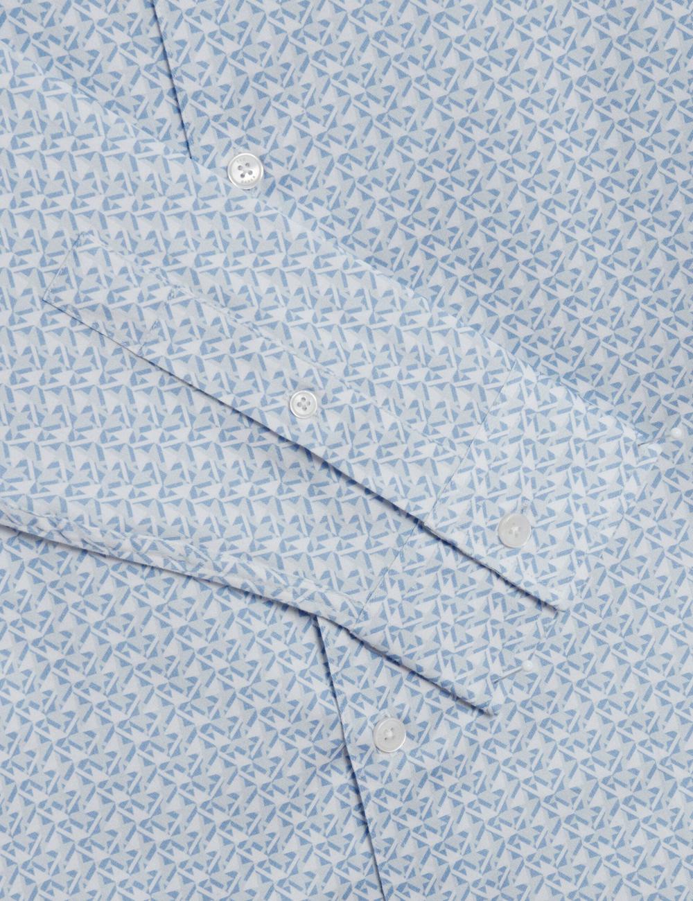 Ted Baker ALPHAIS - Regular Fit Geometric Pure Cotton Overhemd Heren Blauw | Belgium  413285-HAC