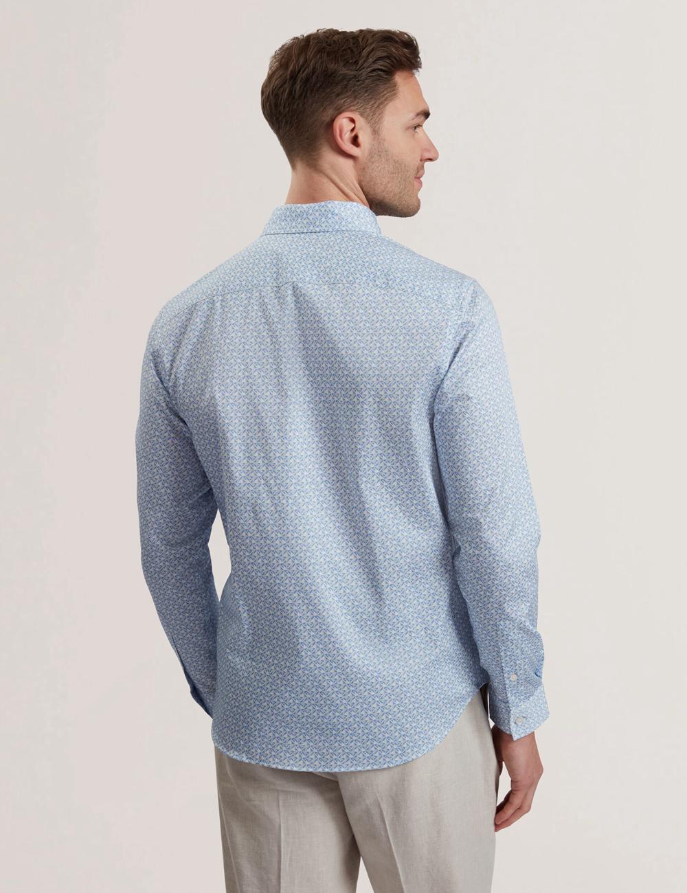 Ted Baker ALPHAIS - Regular Fit Geometric Pure Cotton Overhemd Heren Blauw | Belgium  413285-HAC