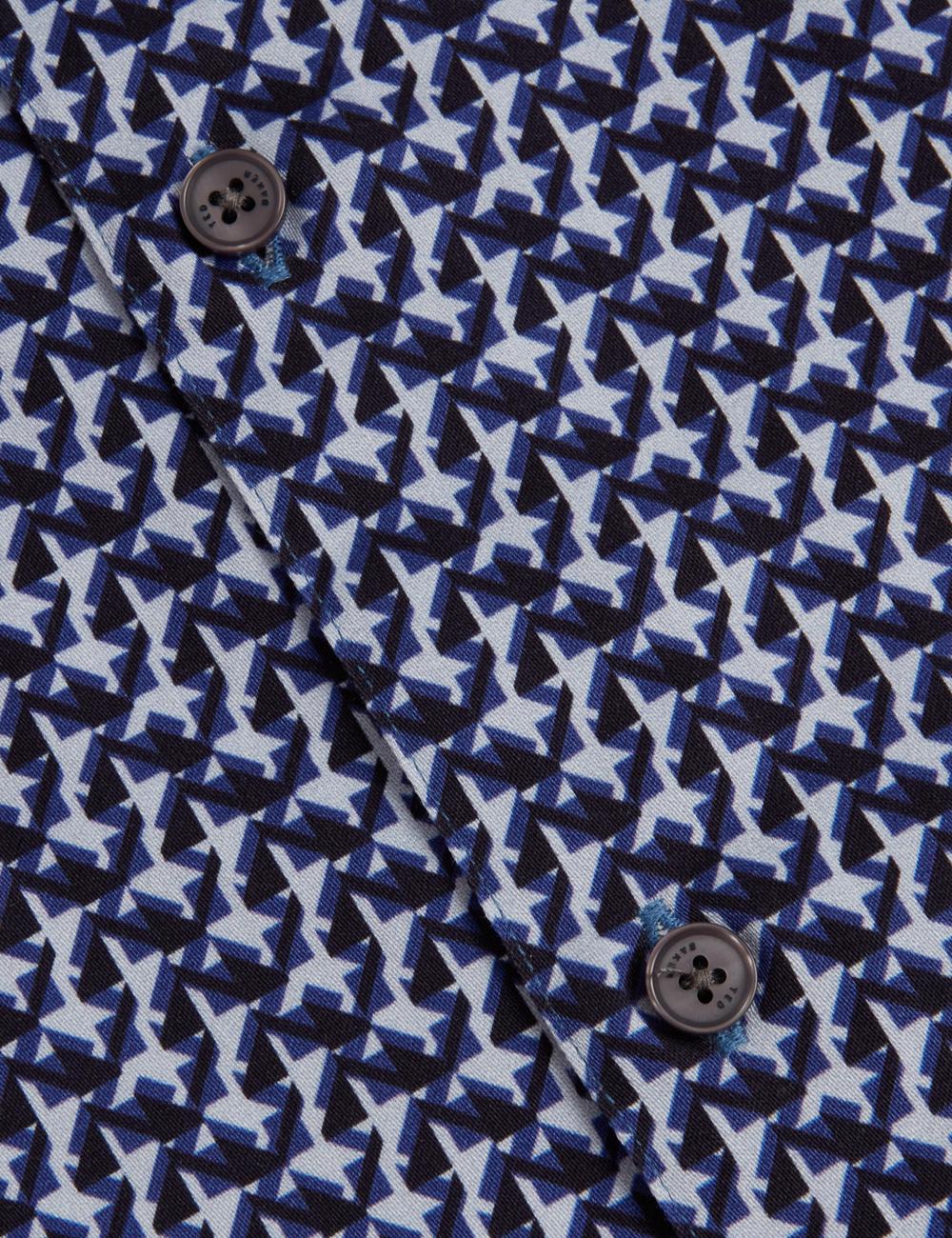 Ted Baker ALPHSO SS Regular Fit Geo Overhemd Heren Donkerblauw | Belgium  930476-CSB