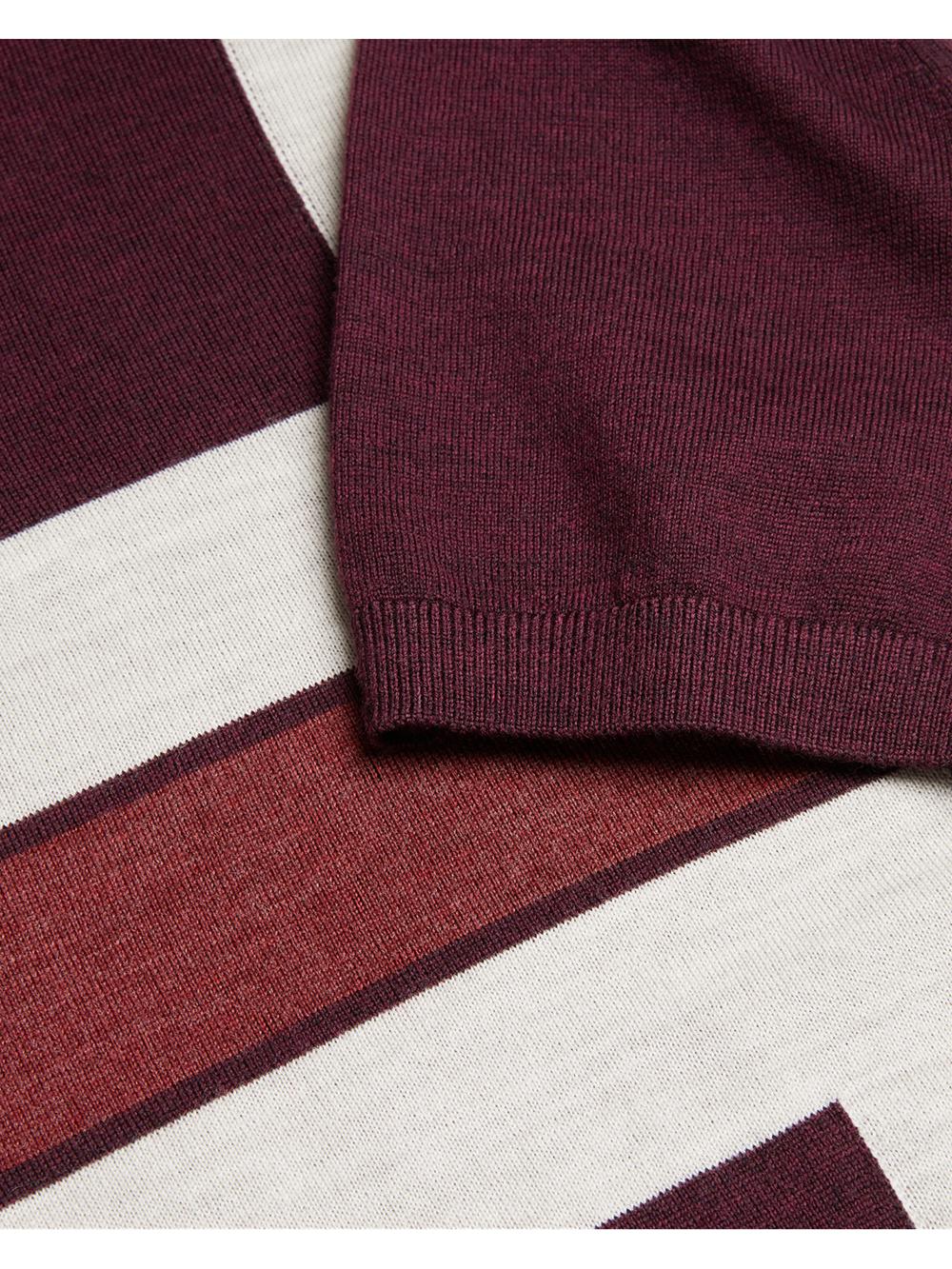 Ted Baker AMBLER - Colour Block Zip Neck Wool Poloshirt Heren Bordeaux | Belgium  028514-BXD