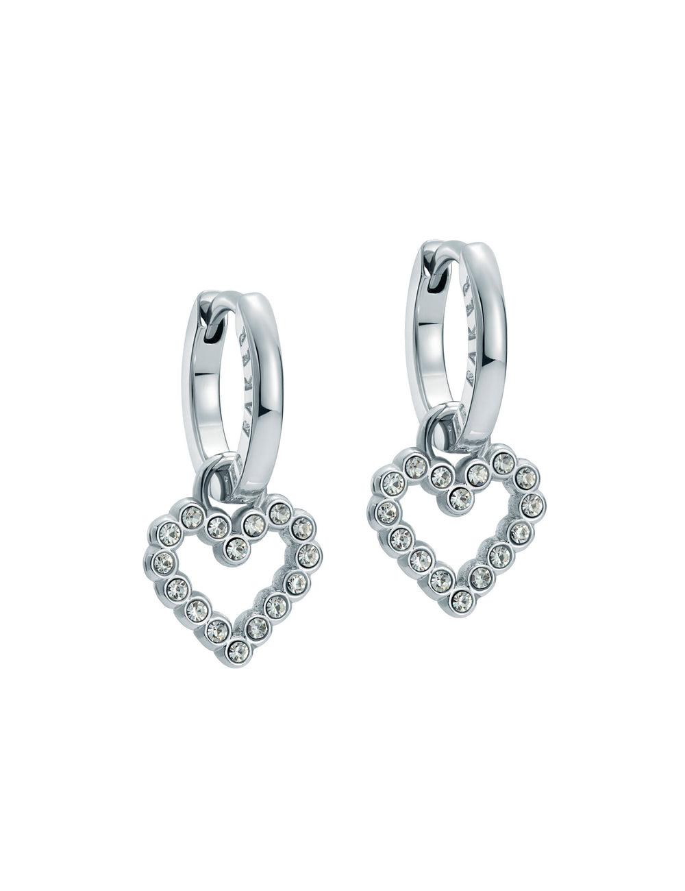 Ted Baker AMORA - Crystal Open Heart Huggie Oorbellen Dames Zilver | Belgium  253784-XOV