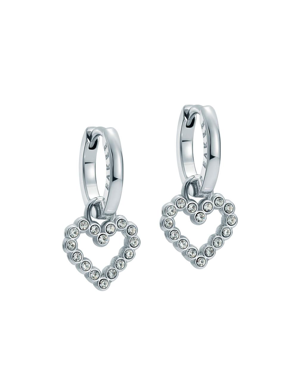 Ted Baker AMORA - Crystal Open Heart Huggie Oorbellen Dames Zilver | Belgium  253784-XOV