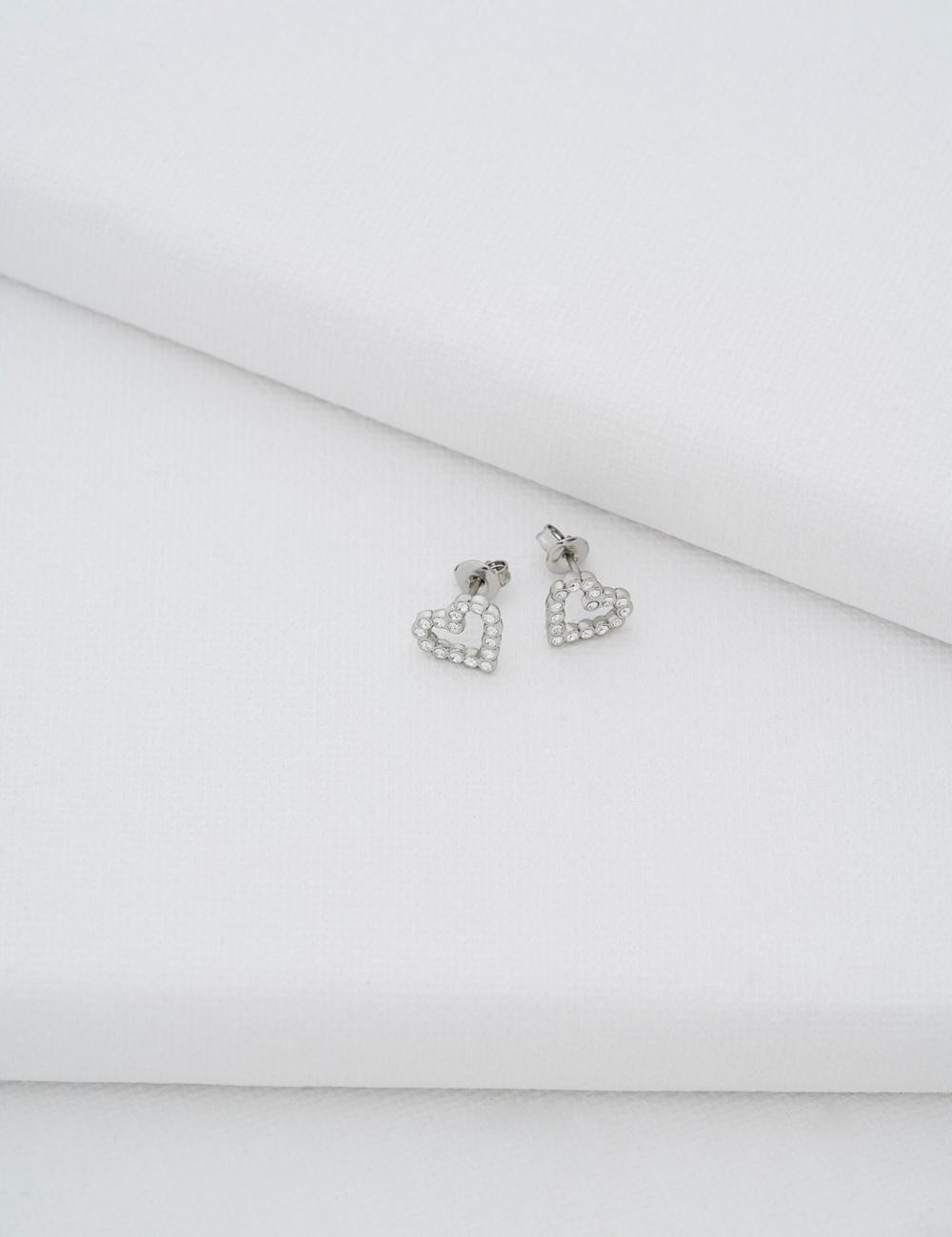 Ted Baker AMORINA - Crystal Open Heart Stud Oorbellen Dames Zilver | Belgium  406123-NIX