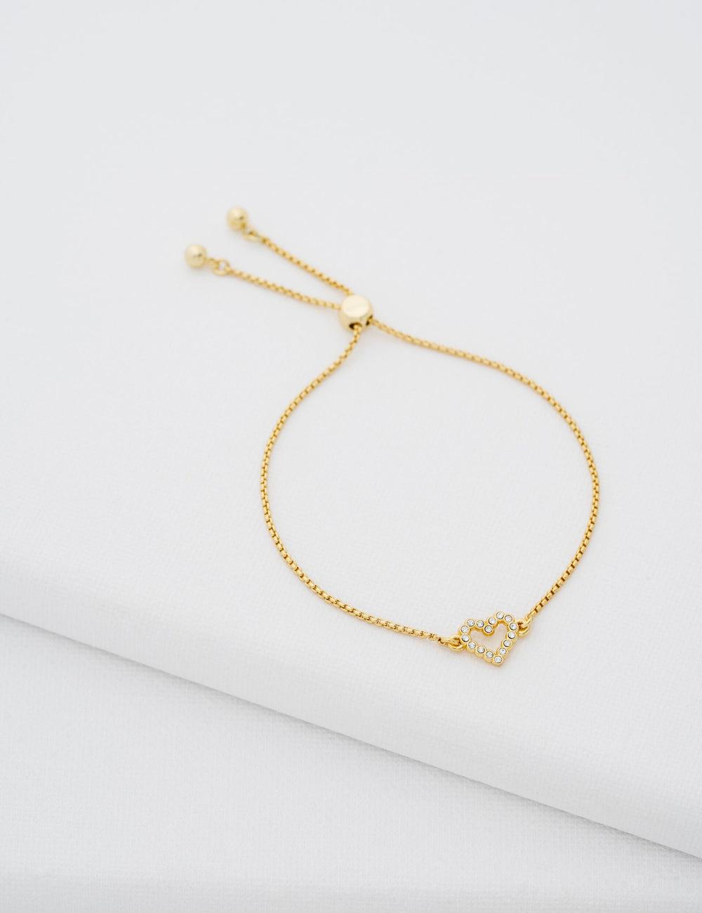 Ted Baker AMORITA - Crystal Open Heart Adjustable Armbanden Dames Goud | Belgium  813705-SFZ