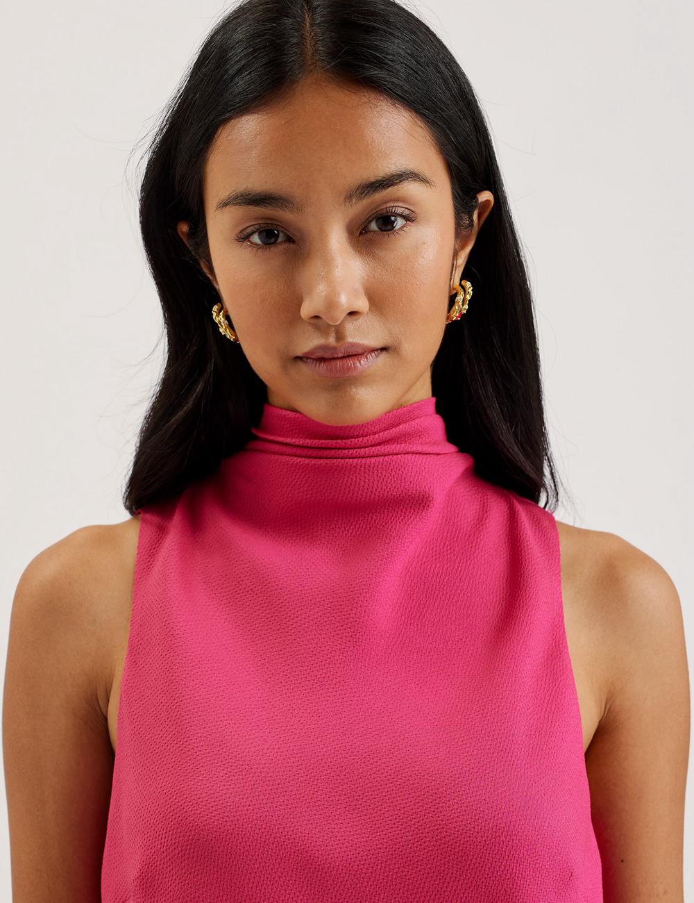Ted Baker ANINI - Textured High Neck Sleeveless Top Blouse Dames Fuchsie | Belgium  781695-XRM
