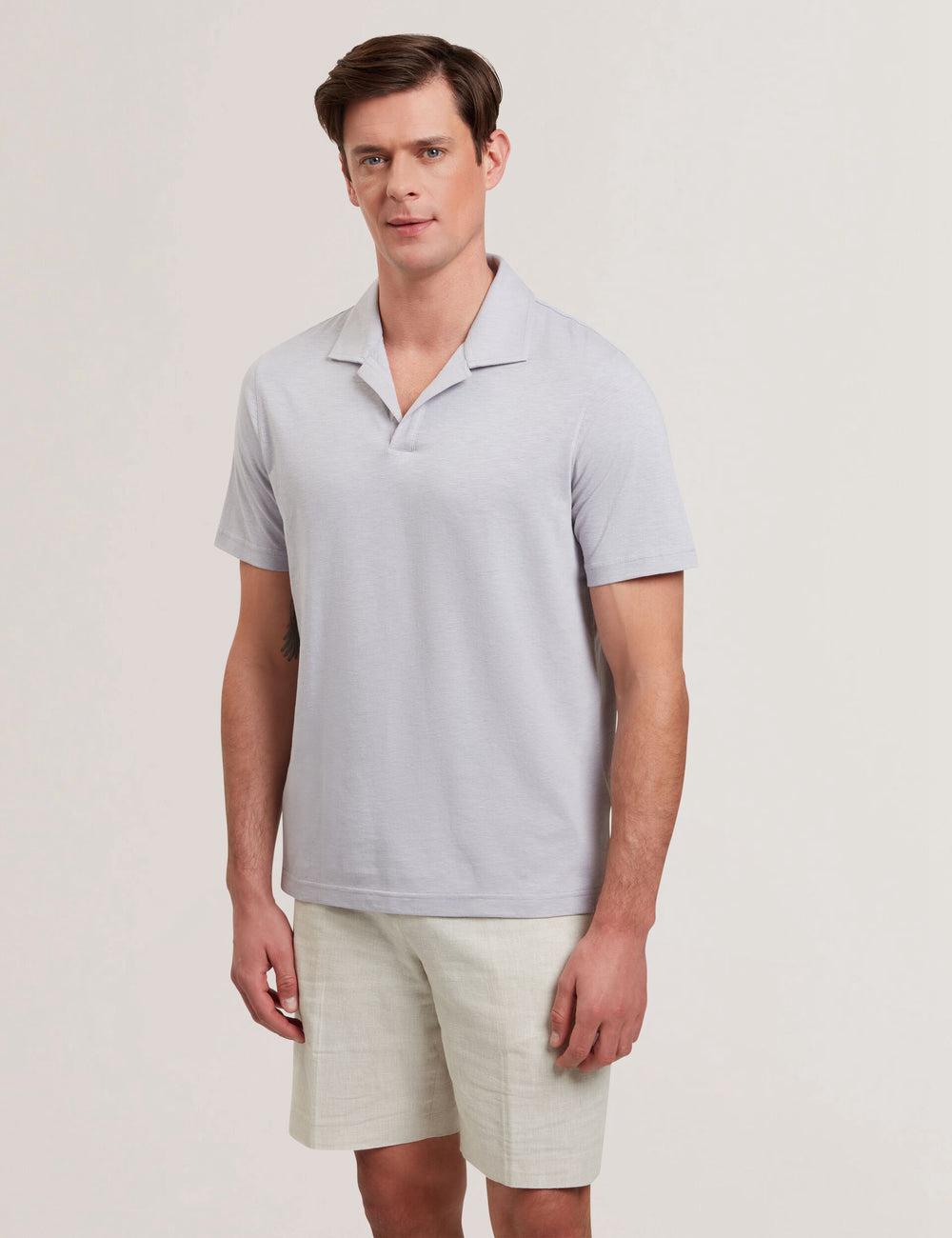 Ted Baker ANITO - Cotton Linen Open Neck Poloshirt Heren Paars | Belgium  704231-XBH