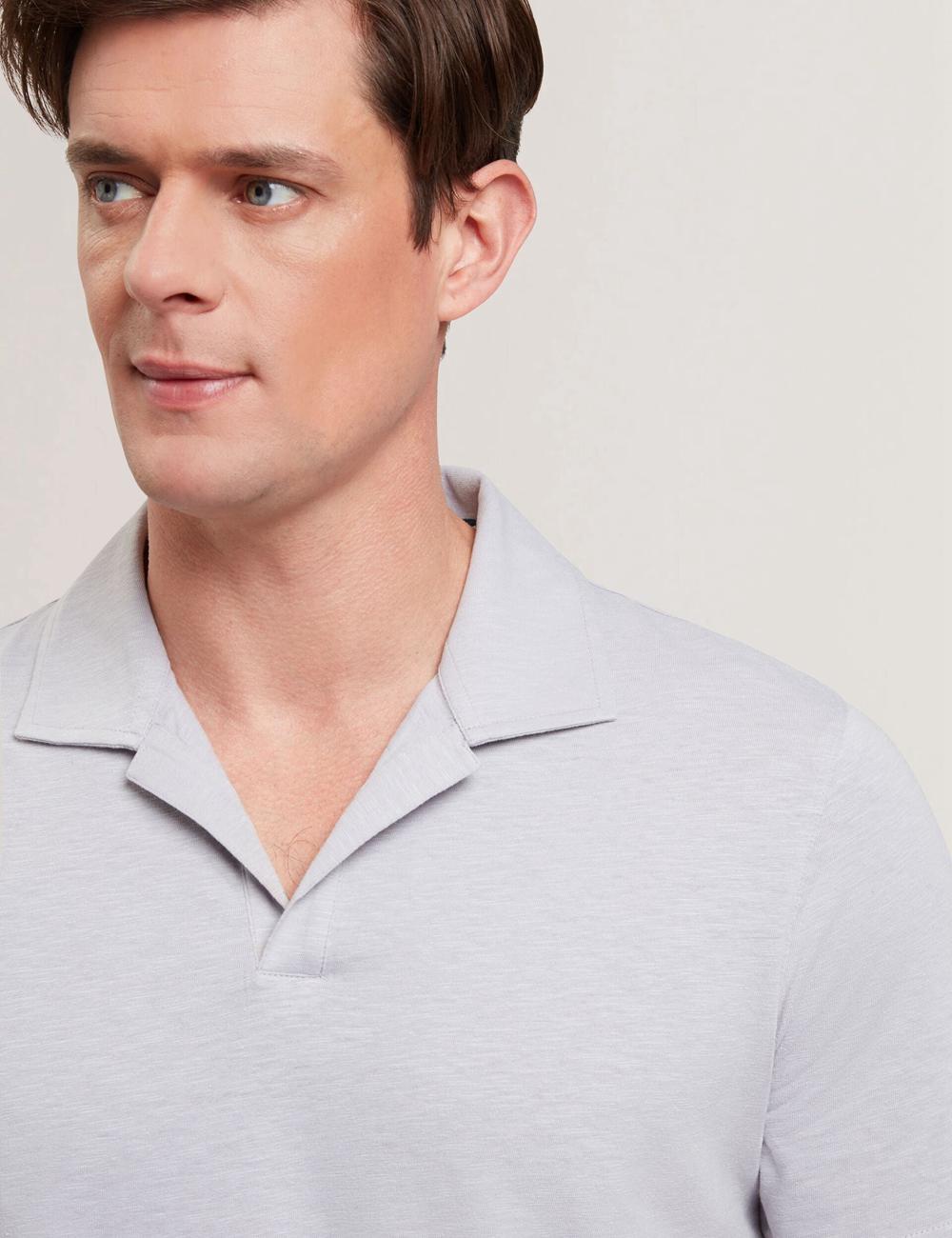 Ted Baker ANITO - Cotton Linen Open Neck Poloshirt Heren Paars | Belgium  704231-XBH