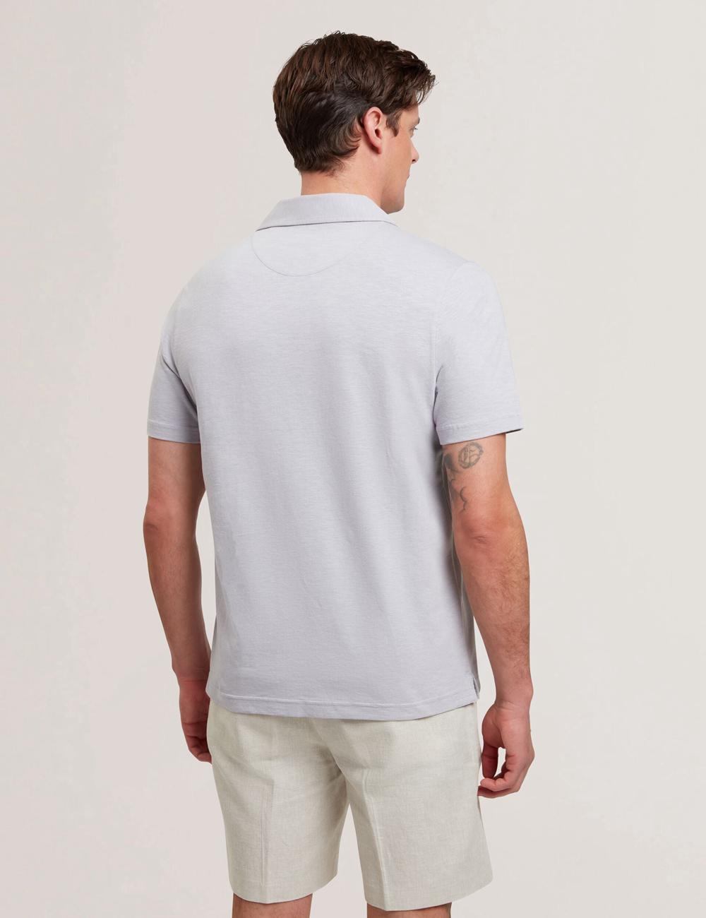 Ted Baker ANITO - Cotton Linen Open Neck Poloshirt Heren Paars | Belgium  704231-XBH