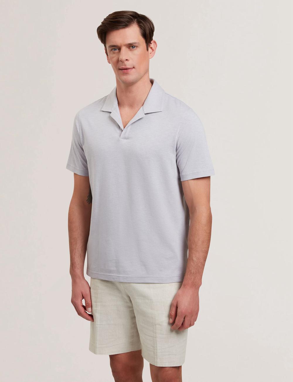 Ted Baker ANITO - Cotton Linen Open Neck Poloshirt Heren Paars | Belgium  704231-XBH