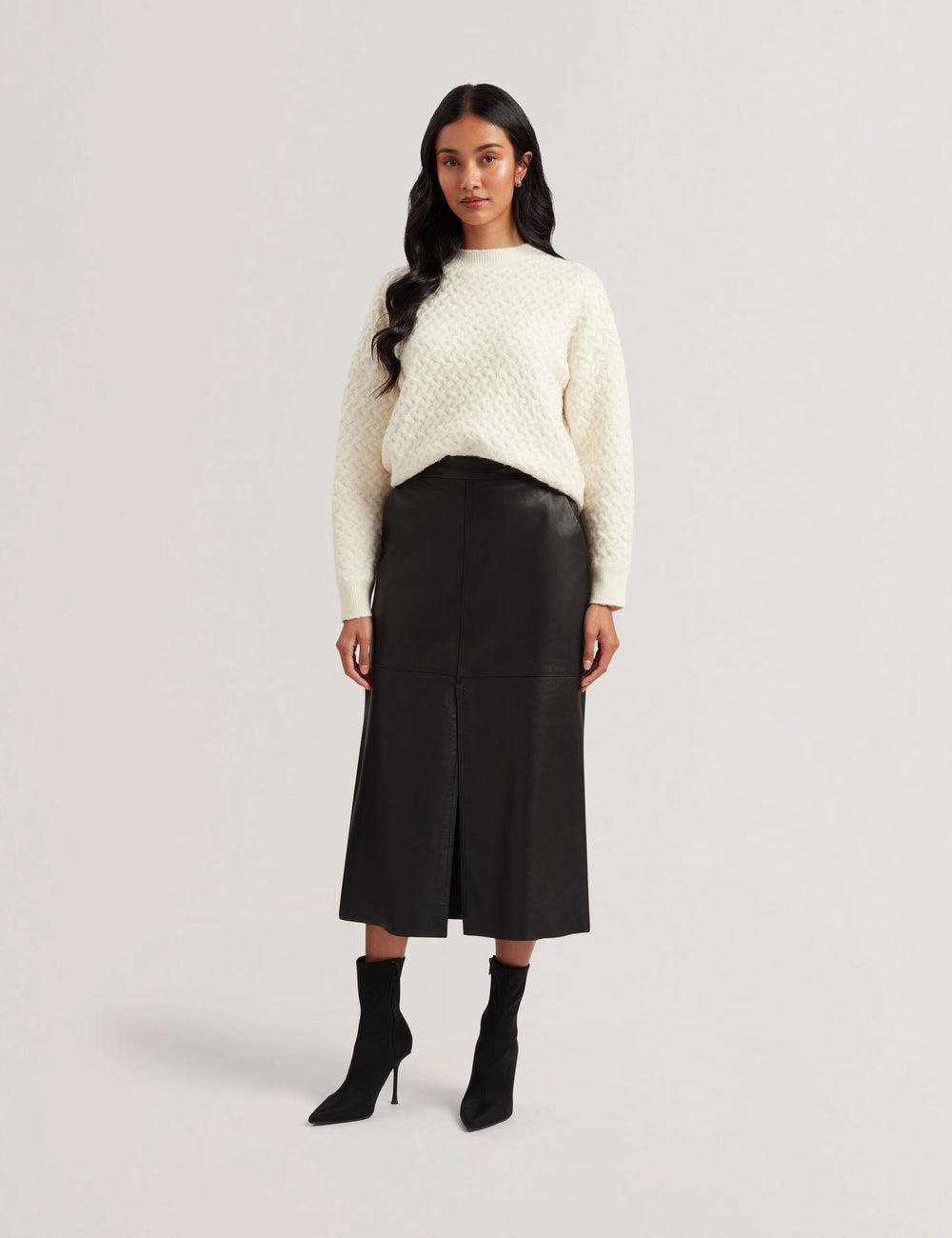 Ted Baker AOTO - Leather Pencil With Seam Detail Rokken Dames Zwart | Belgium  987145-OKG
