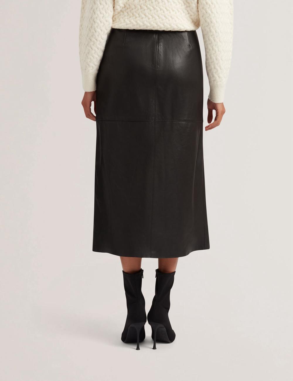 Ted Baker AOTO - Leather Pencil With Seam Detail Rokken Dames Zwart | Belgium  987145-OKG