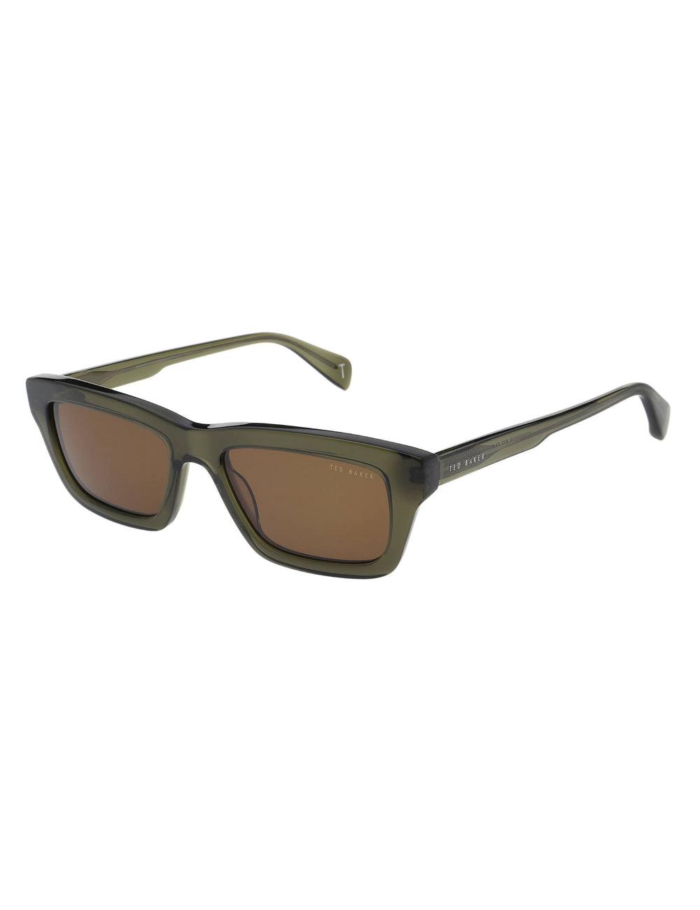 Ted Baker ARTHUR - Chunky Rectangle Acetate Zonnebril Heren Khaki Groen | Belgium  906284-XMJ