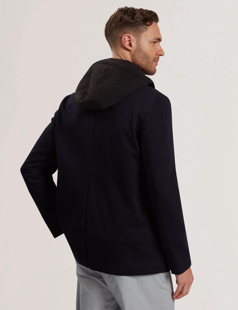 Ted Baker ASHB - Jersey Blazer With Zip-Up Hooded Liner Blazer Heren Donkerblauw | Belgium  846320-HMQ