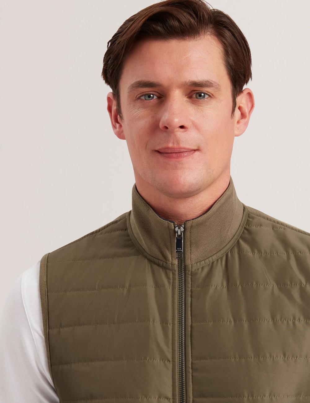 Ted Baker ATHO - Quilted Funnel Neck Zip-Up Gillets Heren Olijfgroen | Belgium  241860-DMF