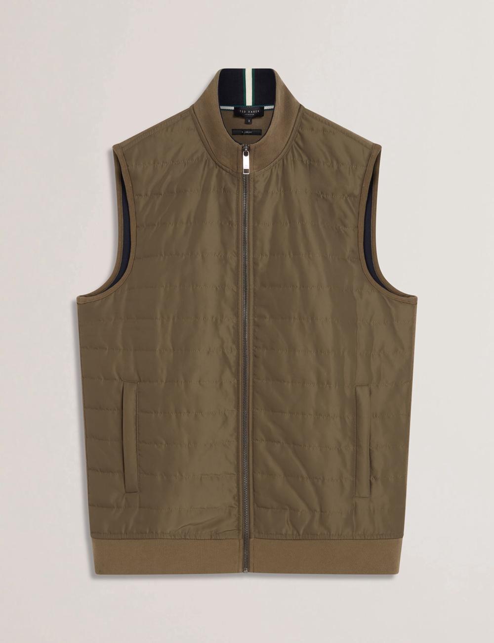 Ted Baker ATHO - Quilted Funnel Neck Zip-Up Gillets Heren Olijfgroen | Belgium  241860-DMF