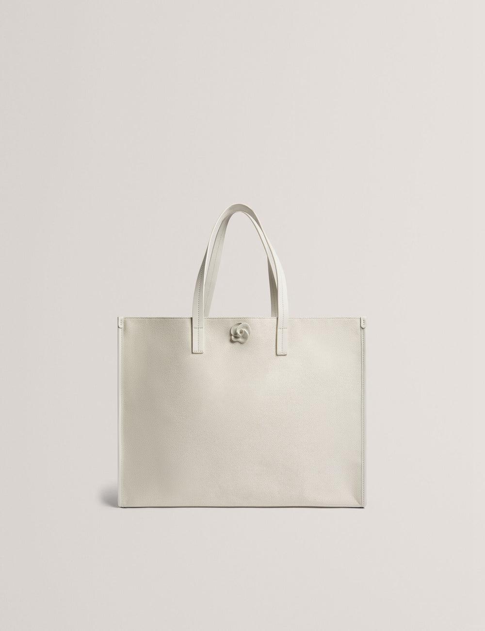 Ted Baker AUDOS - Rose Detail Wide Canvas Tote Tassen Dames Ecru | Belgium  821647-IOT