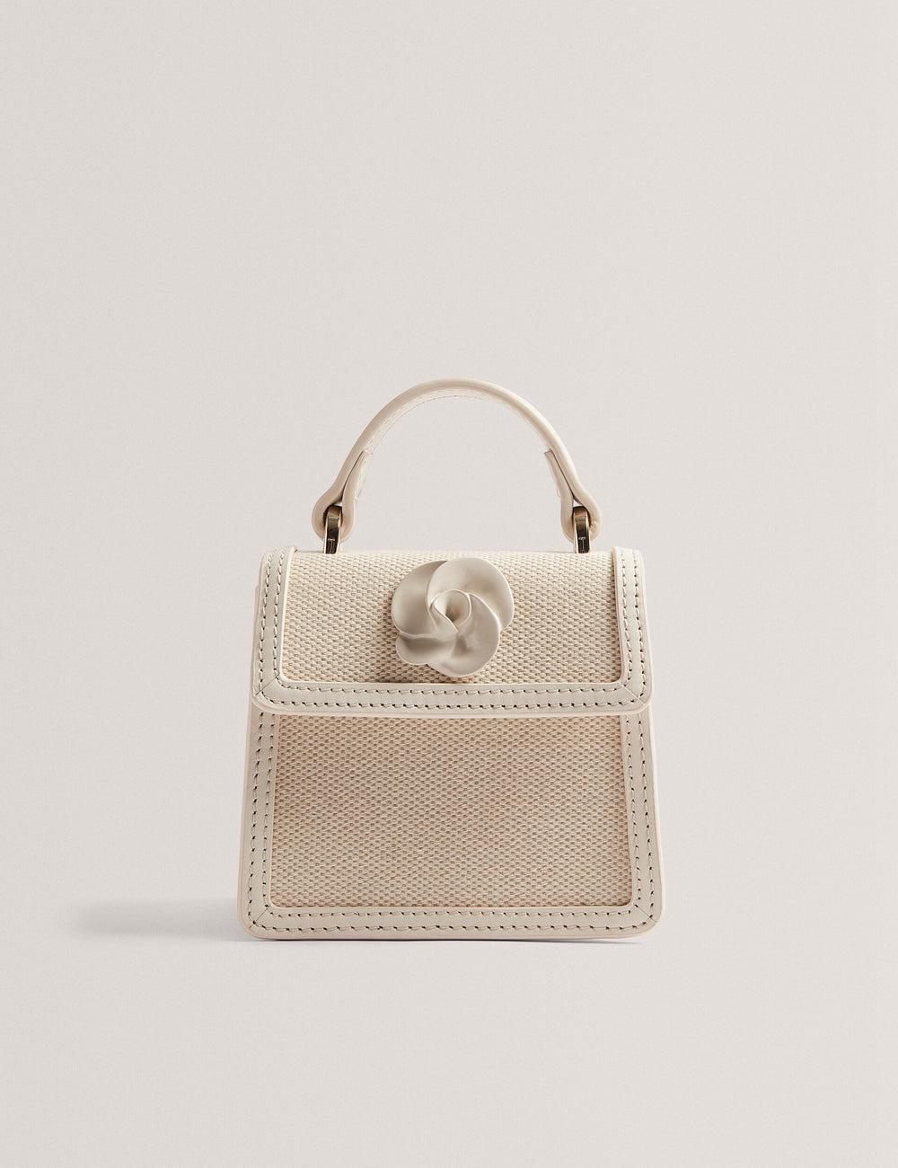 Ted Baker AUDOU - Rose Detail Canvas Mini Top Handle Crossbodytassen Dames Ecru | Belgium  018362-OAR