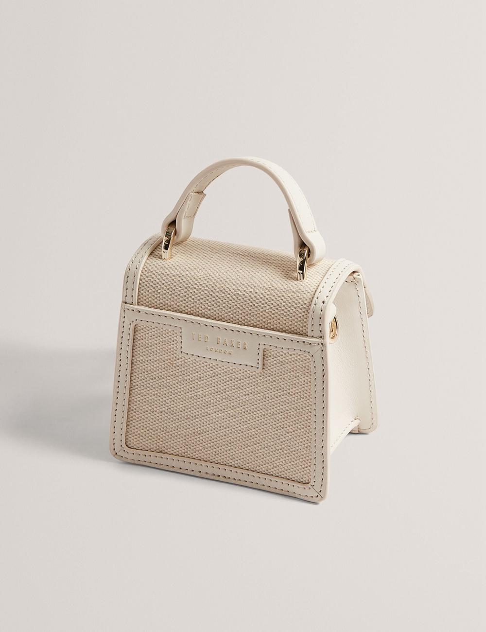 Ted Baker AUDOU - Rose Detail Canvas Mini Top Handle Crossbodytassen Dames Ecru | Belgium  018362-OAR