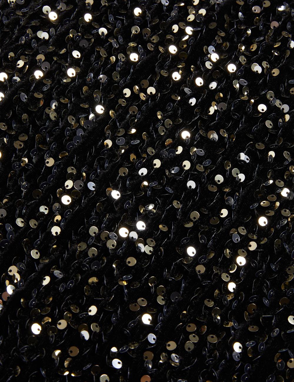 Ted Baker AUDRIYY - Sequin Embellished Velvet Shift Mini-jurk Dames Zwart | Belgium  785603-CRY