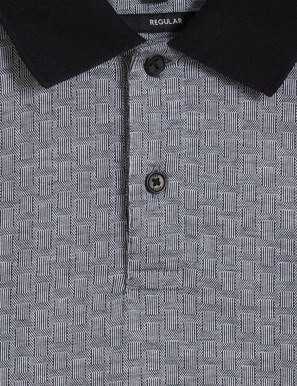 Ted Baker AUGUSO - Textured Jacquard Cotton Poloshirt Heren Donkerblauw | Belgium  687930-RVS