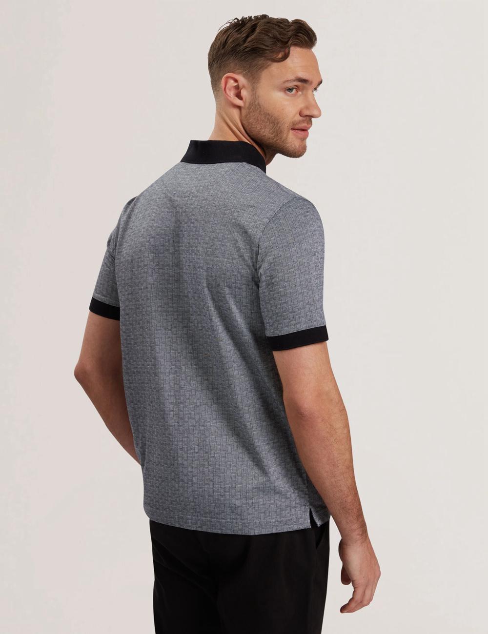 Ted Baker AUGUSO - Textured Jacquard Cotton Poloshirt Heren Donkerblauw | Belgium  687930-RVS