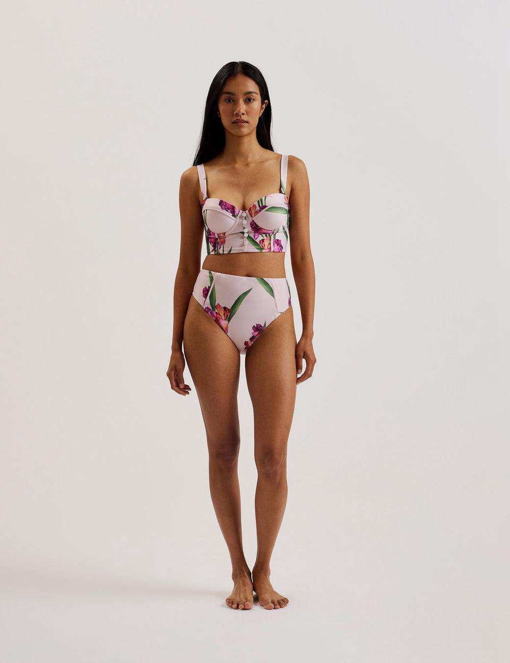 Ted Baker AVELEA - Floral Print High Waisted Bikini Dames Roze | Belgium  384651-HQF